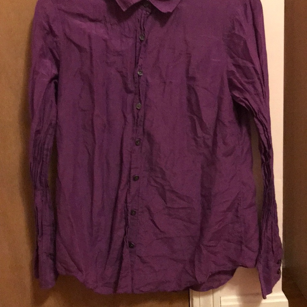 Purple Button down shirt.